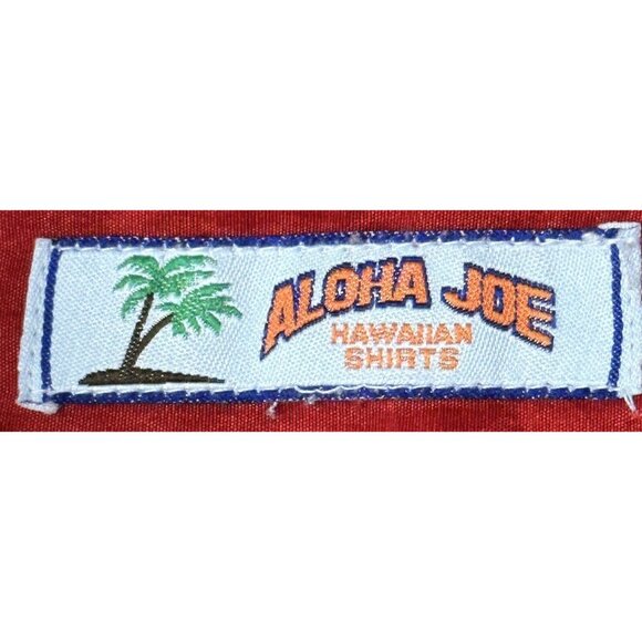 Aloha Joe Mens Hawaiian Shirt Tropical Vacation Hibiscus Floral Pocket Red 2XL - Picture 7 of 12